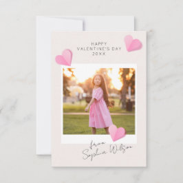 Pink Paper Hearts Photo Love Happy Valentine's Day Anteckningskort