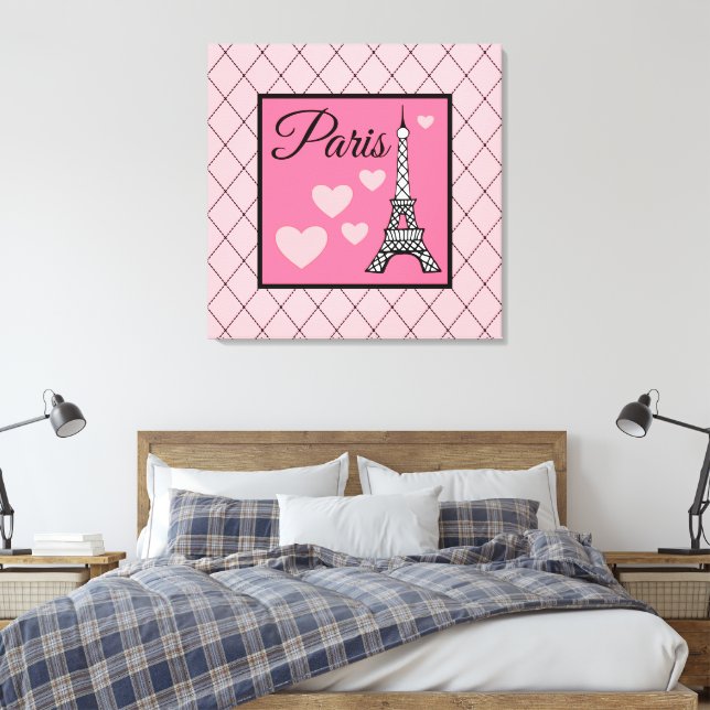 Pink Paris Sign Wall Art Canvastryck (Insitu (sovrum))