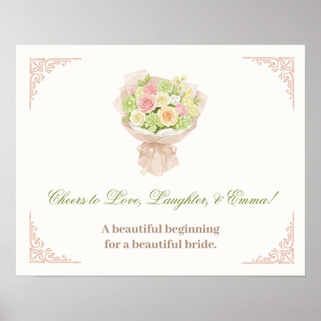 pink pastel bouquet Elegant  Poster (Framsidan)