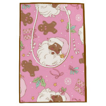 Pink Pastel Christmas Black Santa & Ballerina