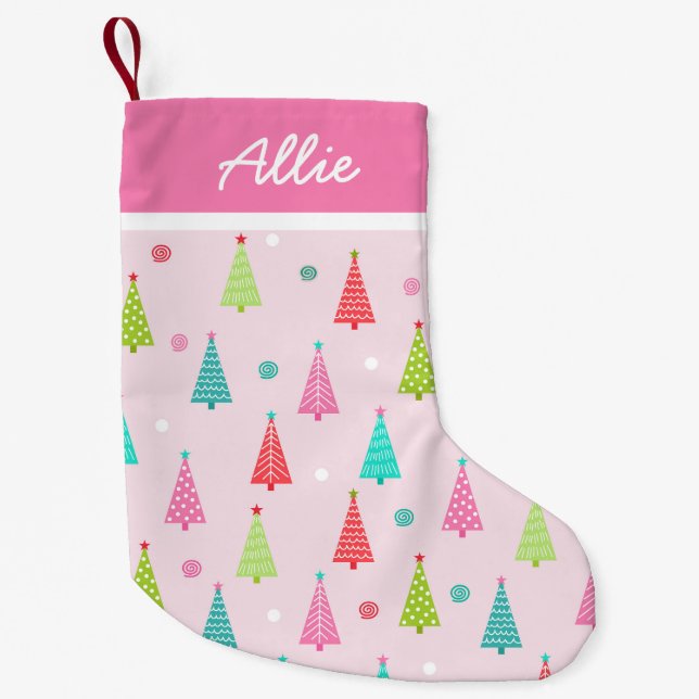Pink Pastel Christmas Stocking Liten Julstrumpa (Framsidan)