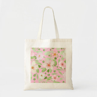 Pink Pastel Floral Tote Bag - Boho Soft Bloom Tygkasse