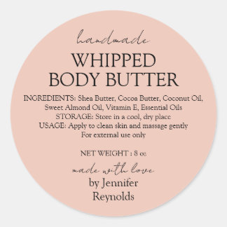 Pink Pastel Handmade Body Butter Organic Classic Runt Klistermärke