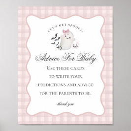 Pink Pastel Little Boo Ghost Advice for Baby Sign Poster