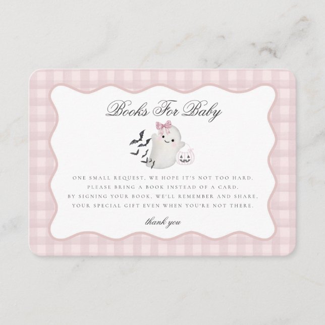 Pink Pastel Little Boo Ghost Books for Baby Insert Tilläggskort (Framsida)