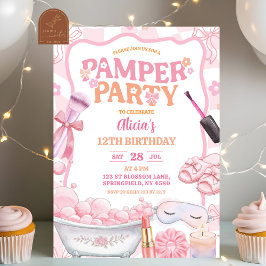 Pink Pastel Retro Spa Pamper Party Birthday Inbjudningar
