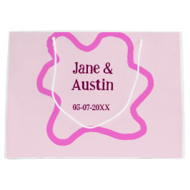 Pink pastel retro wedding border frame name date