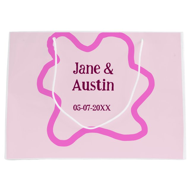 Pink pastel retro wedding border frame name date (Framsidan)