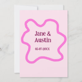 Pink pastel retro wedding border frame name date inbjudningar