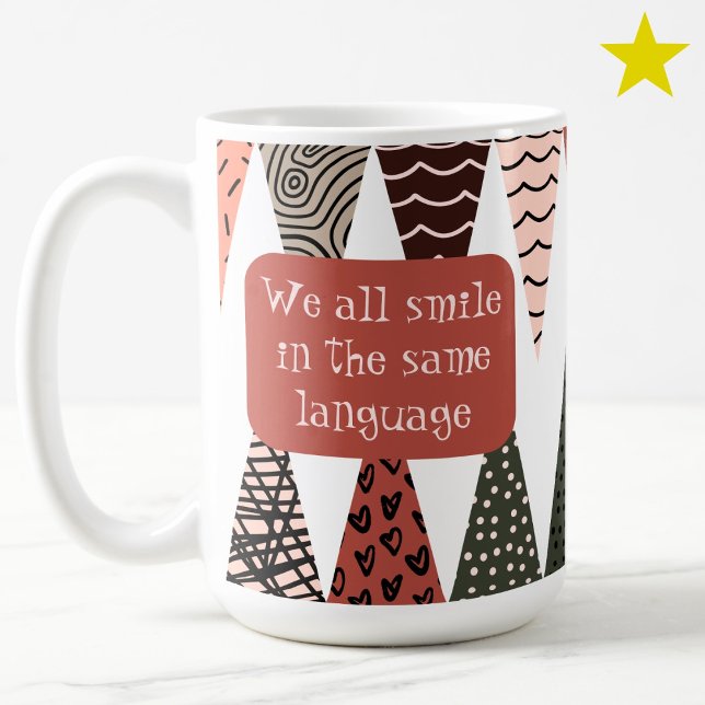 Pink Patchwork Flag Doodle Patterns Love Phrase  Kaffemugg (Skapare uppladdad)