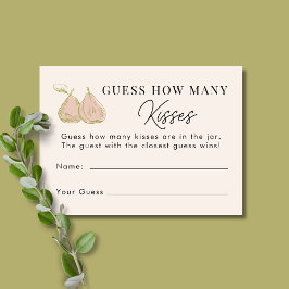 Pink Pear Guess How Many Kisses Bridal Shower Game Tilläggskort