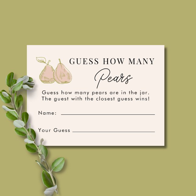 Pink Pear Guess How Many Pears Bridal Shower Game Tilläggskort (Skapare uppladdad)