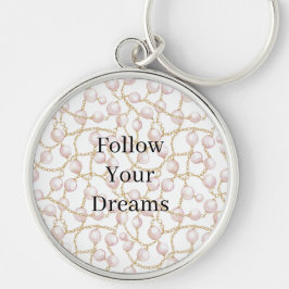 Pink Pearls Gold Chain Birthday Nyckelring