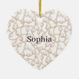 Pink Pearls Gold Chain   Julgransprydnad Keramik