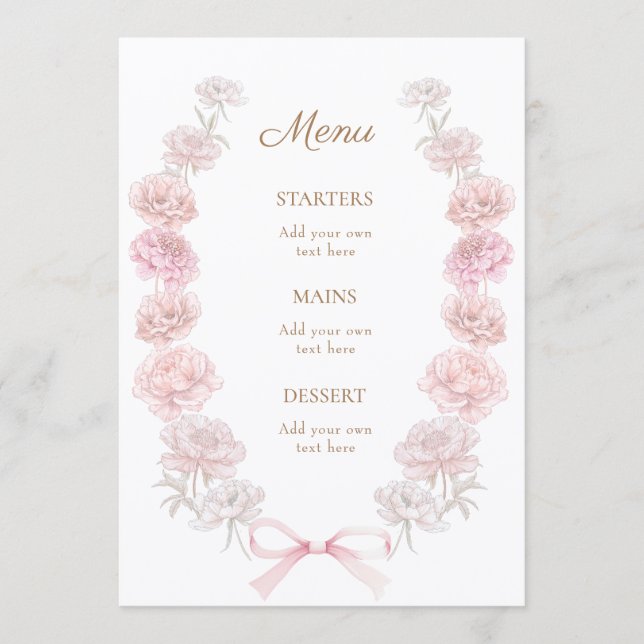 pink peonies Menu Meny (Framsida)