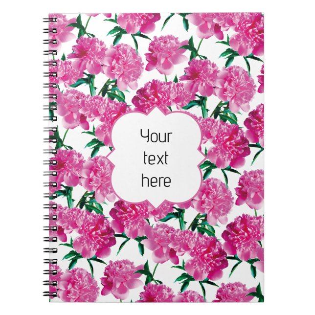 Pink Peonies Photo Modern Pattern Girly. Anteckningsbok (Framsidan)