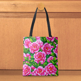 Pink Peonies Tote Bag Tygkasse