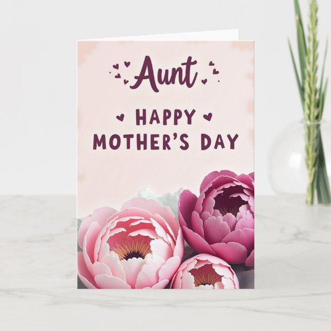 Pink Peony Aunts Day Card Kort (Framsida)