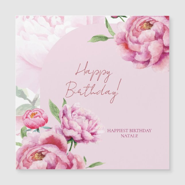 Pink Peony Birthday Folded Greeting Card (Framsida)