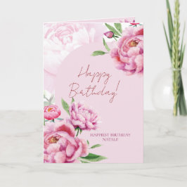 Pink Peony Birthday Folded Greeting Card Kort
