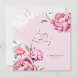 Pink Peony Birthday Folded Greeting Card Kort