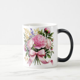 Pink Peony Bouquet Mug, Elegant Floral Coffee Cup Magisk Mugg