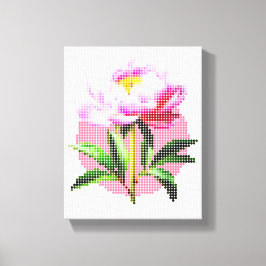 Pink Peony Dot Mosaic Flower Canvastryck