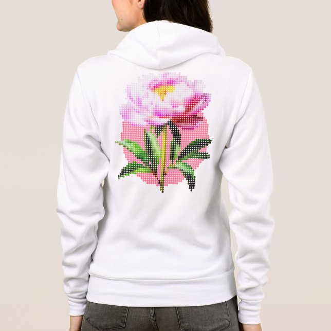 Pink Peony Dot Mosaic Flower Front & Back T Shirt (Baksida)