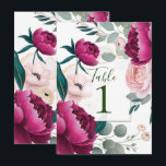 Pink Peony Eucalyptus Garden Floral Glam Wedding  Inbjudningar<br><div class="desc">Table Numbers. look for matching items in my store.</div>