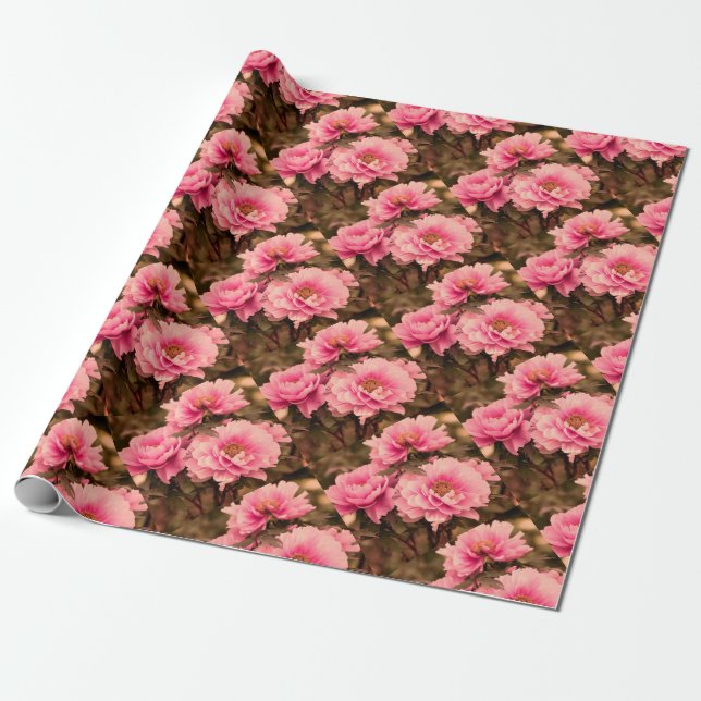 Pink  Peony Flower Presentpapper (Utrullad)