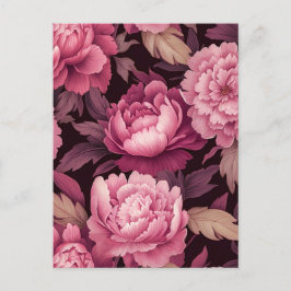 pink peony flowers postcrossing card vykort
