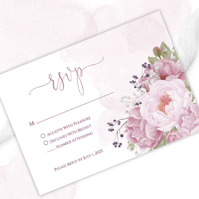 Pink Peony RSVP Cards (Skapare uppladdad)