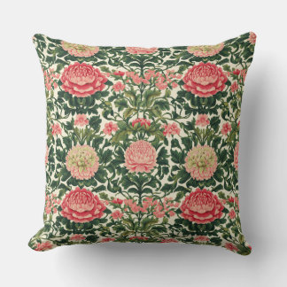 Pink Peony Symmetrical Floral Pattern Kudde