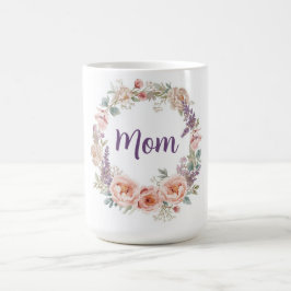 Pink Peony Watercolor Floral Wreath Mother's Day Kaffemugg