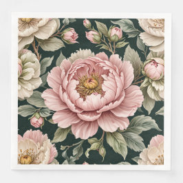  Pink Peony With Buds And Foliage Artistic Floral Pappersservett