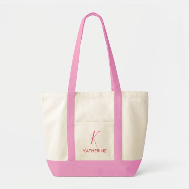 Pink Personalized Name and Initial  Tygkasse (Framsidan)