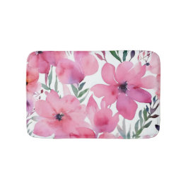 Pink Petals | Watercolor Floral Painted Flowers Badrumsmatta