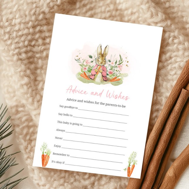 Pink Peter Rabbit Baby Shower Advice and Wish Game (Skapare uppladdad)
