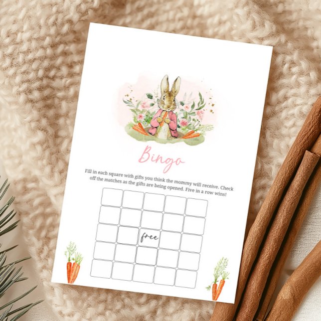 Pink Peter Rabbit Baby Shower Bingo Game (Skapare uppladdad)