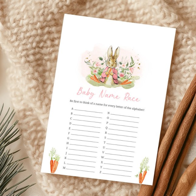 Pink Peter Rabbit Baby Shower Name Race Game (Skapare uppladdad)