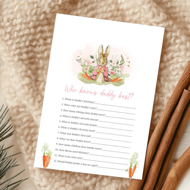 Pink Peter Rabbit Baby Shower Who knows Daddy Game (Skapare uppladdad)