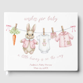 Pink Peter the Rabbit Clothesline Baby Shower Gästböcker