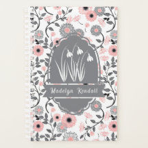 Pink & Pewter Laurentian Floral Custom Name