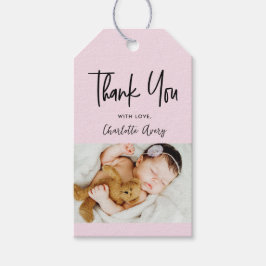 Pink Photo Baby Post-Birth baby shower thank you Presentetikett