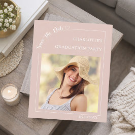 Pink photo Graduation Party Save the Date Flygblad