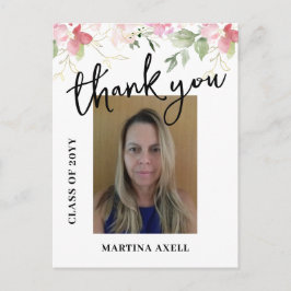 Pink Photo Graduation Thank You  Postcard Vykort