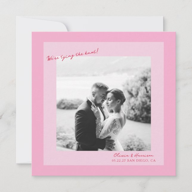 Pink Photo Wedding Save the Date Inbjudningar (Framsida)