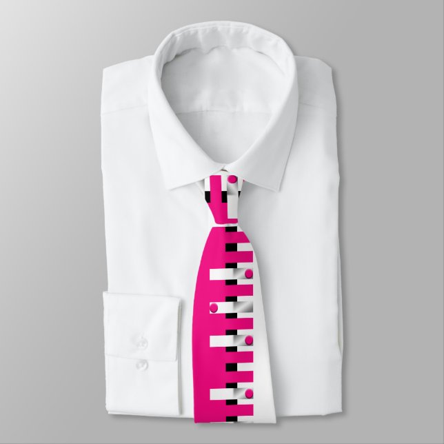 Pink Piano Neck Tie for Musical Style Statement Slips (Bunden)