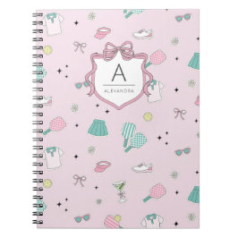 Pink Pickleball Preppy Monogram Print Anteckningsbok
