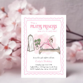 Pink Pilates Princess Girls Night Birthday Inbjudningar